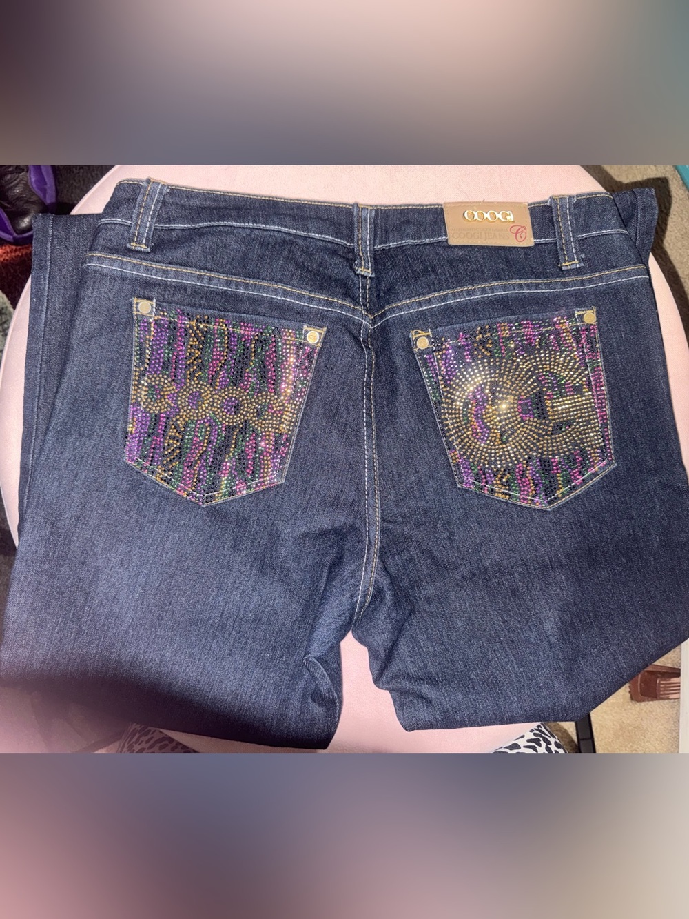 COOGI Dark Blue Jeans with multi-color Accents
